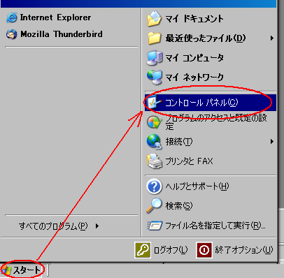 コントロール パネルの起動